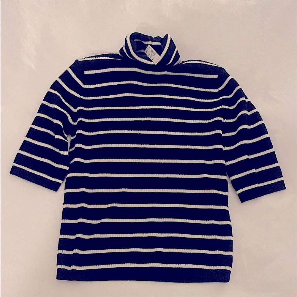Madewell Striped Short-Sleeve Turtleneck Sweater
